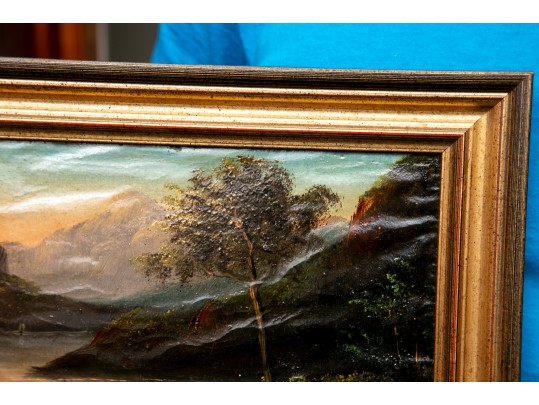 Pair Of Hudson River School Style Oil Paintings On Paper Mounted On Board And Framed - As Is