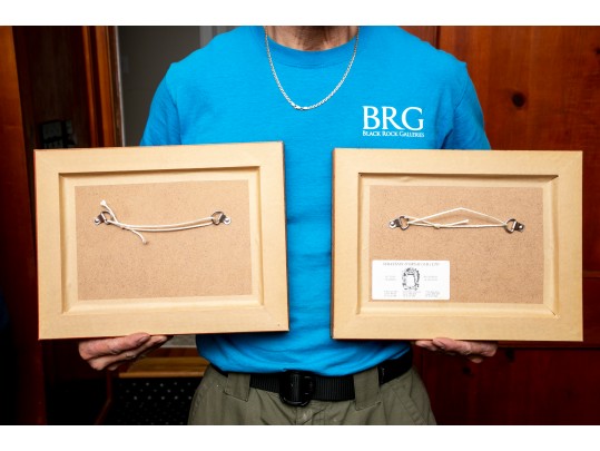 Pair Of Hudson River School Style Oil Paintings On Paper Mounted On Board And Framed - As Is