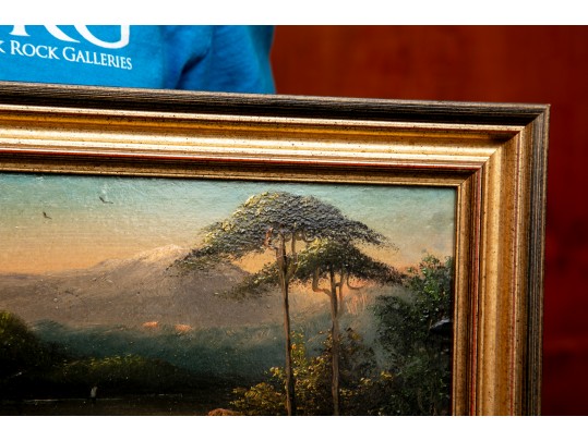 Pair Of Hudson River School Style Oil Paintings On Paper Mounted On Board And Framed - As Is