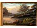 Pair Of Hudson River School Style Oil Paintings On Paper Mounted On Board And Framed - As Is
