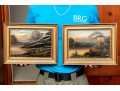 Pair Of Hudson River School Style Oil Paintings On Paper Mounted On Board And Framed - As Is