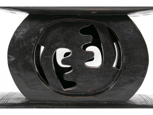 Ebonized Carved African-Style Stool