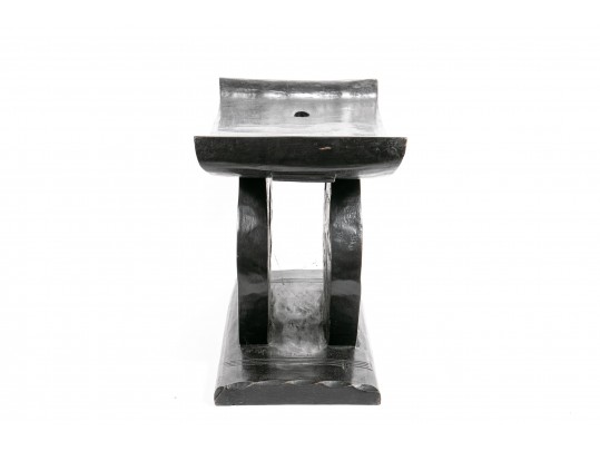 Ebonized Carved African-Style Stool