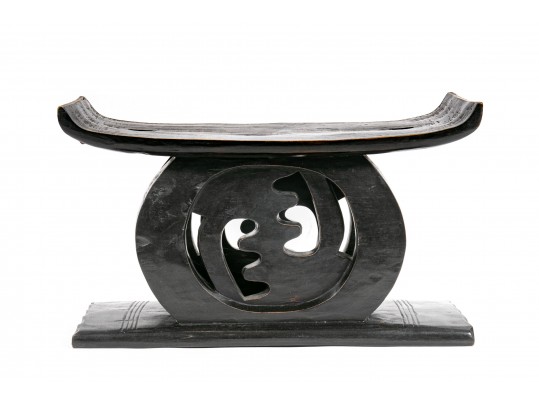 Ebonized Carved African-Style Stool
