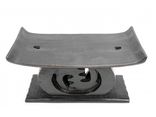 Ebonized Carved African-Style Stool