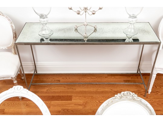 Sleek Console Table With Antique Mirror Top From Lillian August