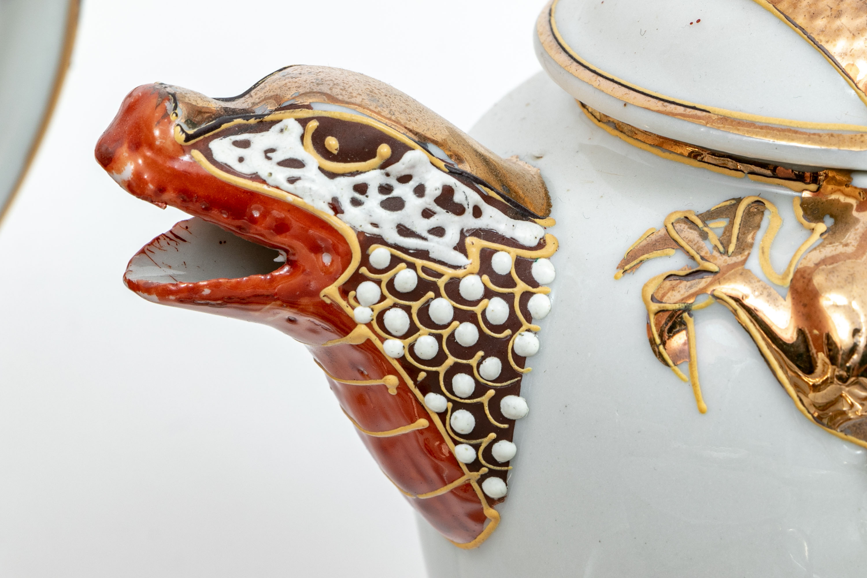 Fantastic Hand Painted Japanese Dragon Married Tea Set, 41 Piece