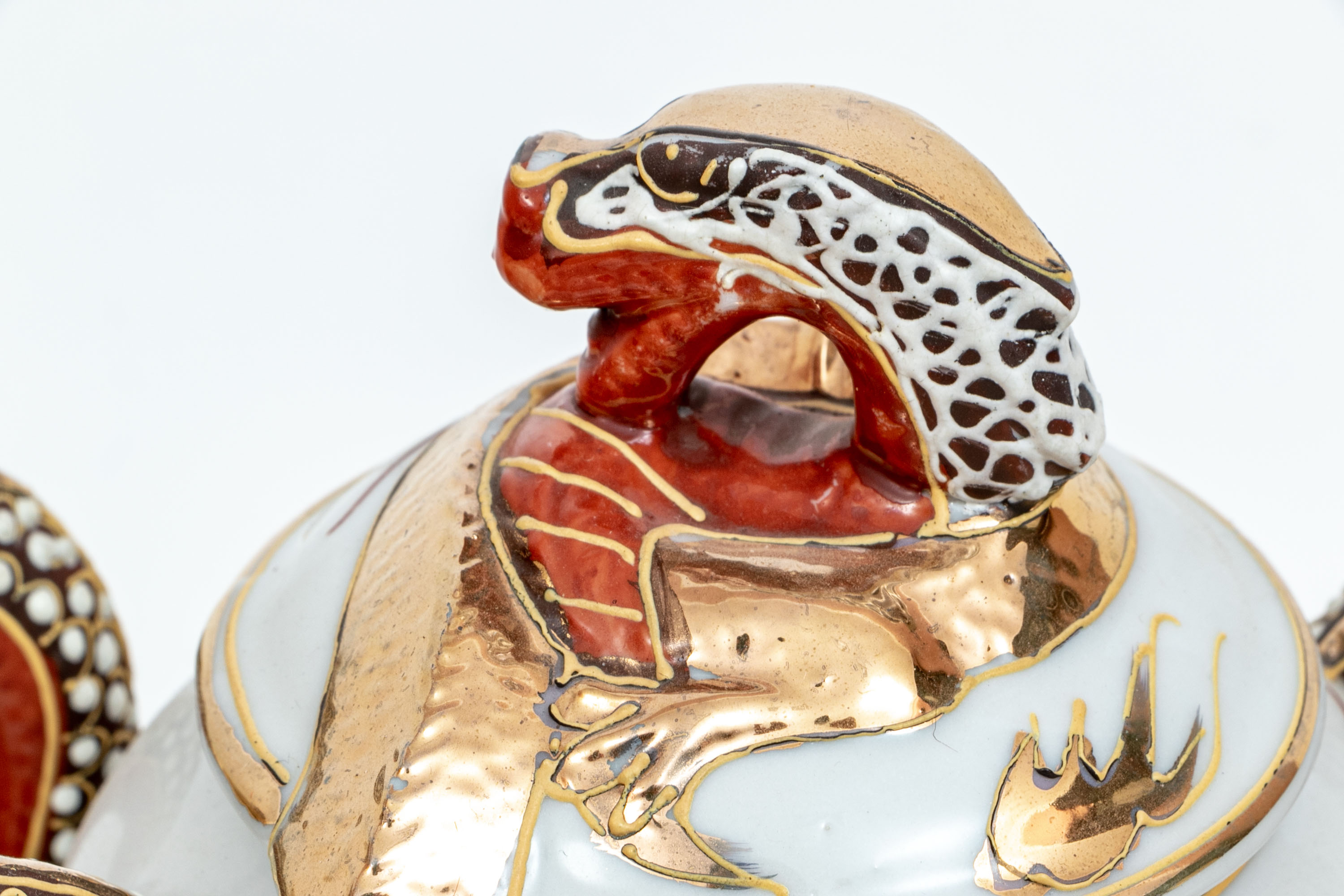 Fantastic Hand Painted Japanese Dragon Married Tea Set, 41 Piece