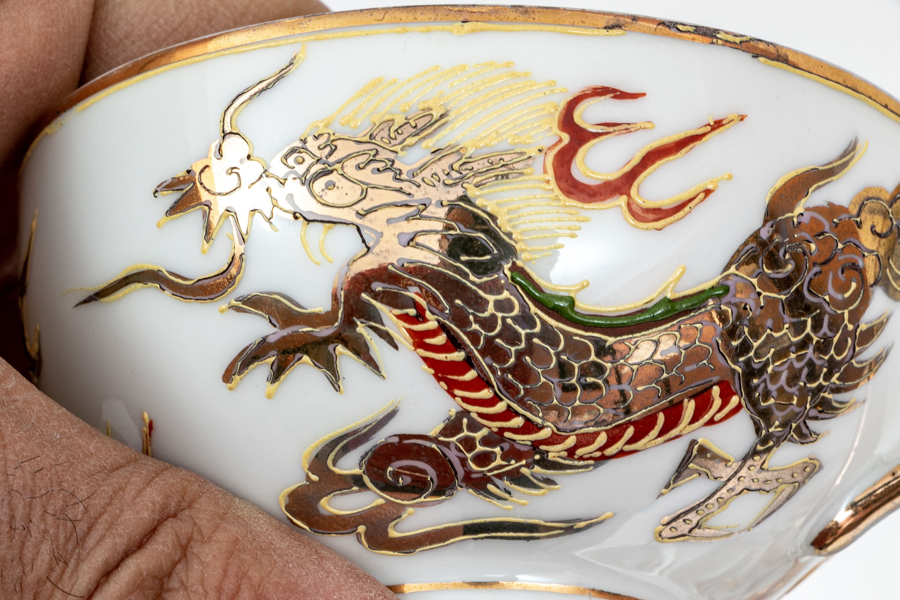 Fantastic Hand Painted Japanese Dragon Married Tea Set, 41 Piece
