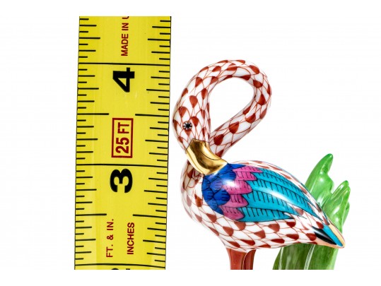 Herend Rust Fishnet Little Flamingo Figurine #15523 Signed By Balta Szilira