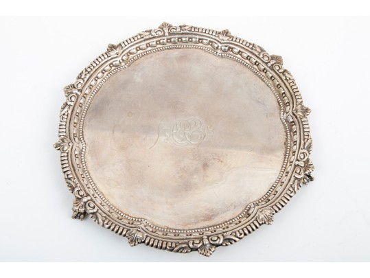 Sterling Silver Footed Waiter Tray, Monogrammed 