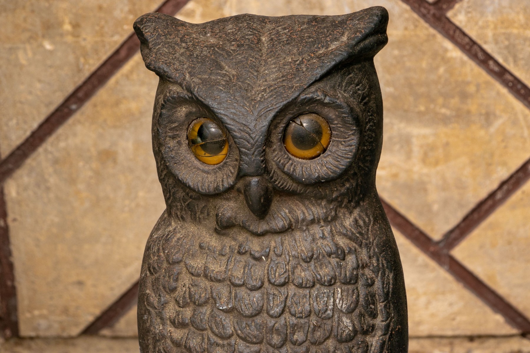 Vintage Cast Iron Owl Andirons By Rostand Mfg. Co. Milford, CT