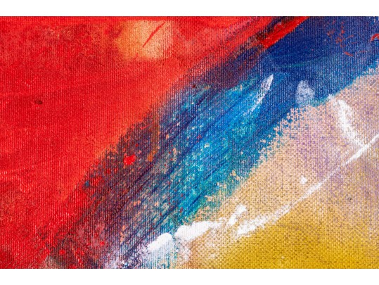 Bright Stefan Georg (Dallas) Large Abstract Painting On Canvas