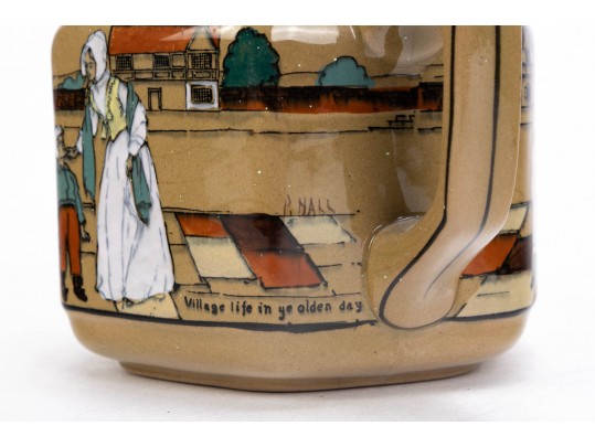 Seven Piece Collection Of Antique Deldareware Buffalo Pottery 