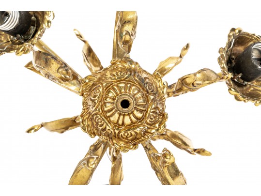 Ornamental Four Light Brass Chandelier 