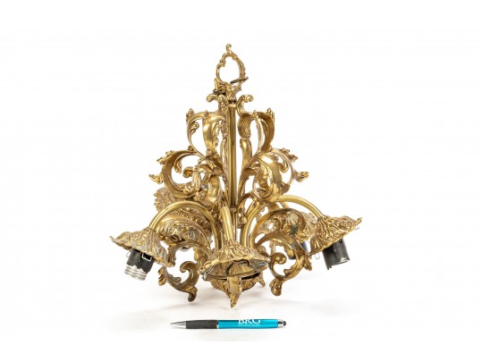 Ornamental Four Light Brass Chandelier 