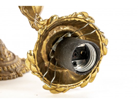 Ornamental Four Light Brass Chandelier 