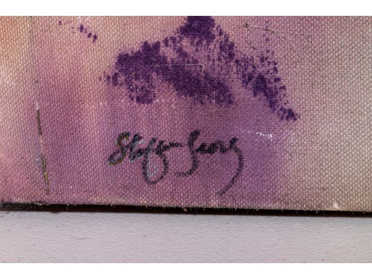 Bright Stefan Georg (Dallas) Large Abstract Painting On Canvas