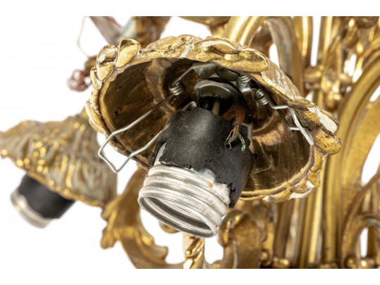 Ornamental Four Light Brass Chandelier 