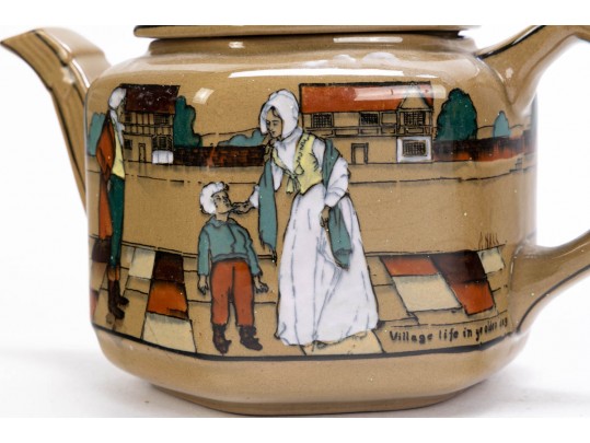 Seven Piece Collection Of Antique Deldareware Buffalo Pottery 