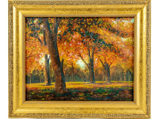 Radiant Mary M. Stroud Painting Of Fort Hunt Park In The Fall  