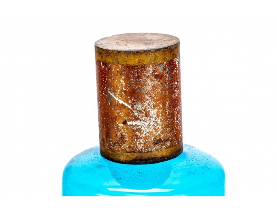 Four Antique French Blue Glass Apothecary Jars 