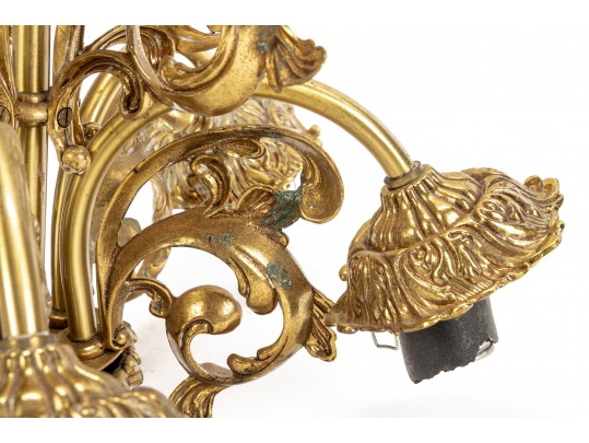Ornamental Four Light Brass Chandelier 