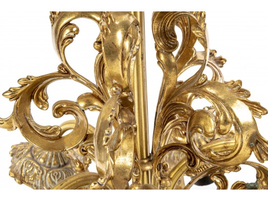 Ornamental Four Light Brass Chandelier 