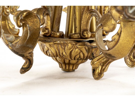 Ornamental Four Light Brass Chandelier 