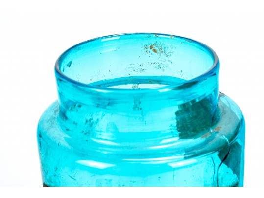 Four Antique French Blue Glass Apothecary Jars 