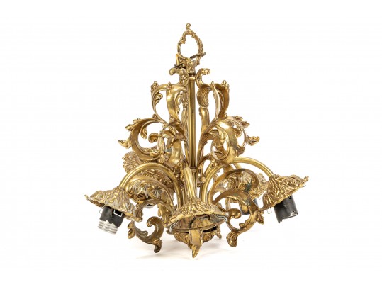 Ornamental Four Light Brass Chandelier 