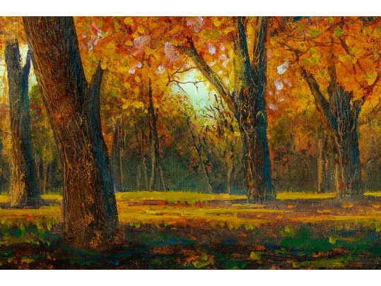 Radiant Mary M. Stroud Painting Of Fort Hunt Park In The Fall  