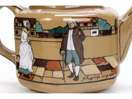 Seven Piece Collection Of Antique Deldareware Buffalo Pottery 