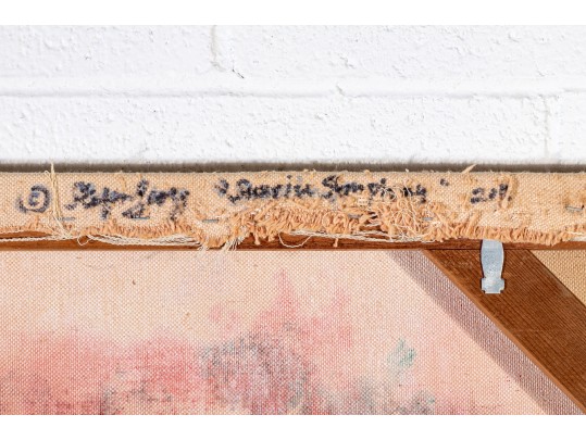 Bright Stefan Georg (Dallas) Large Abstract Painting On Canvas