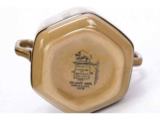 Seven Piece Collection Of Antique Deldareware Buffalo Pottery 