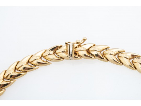 Aurafin Italian 14K Yellow Gold Etched Fancy Link Choker Length Necklace 