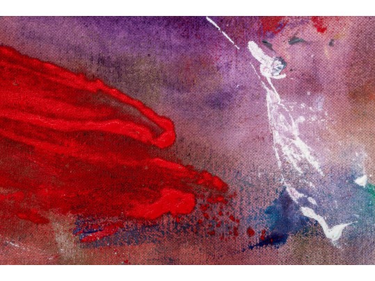 Bright Stefan Georg (Dallas) Large Abstract Painting On Canvas