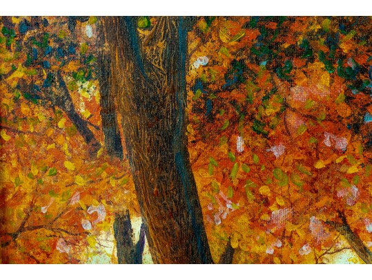 Radiant Mary M. Stroud Painting Of Fort Hunt Park In The Fall  