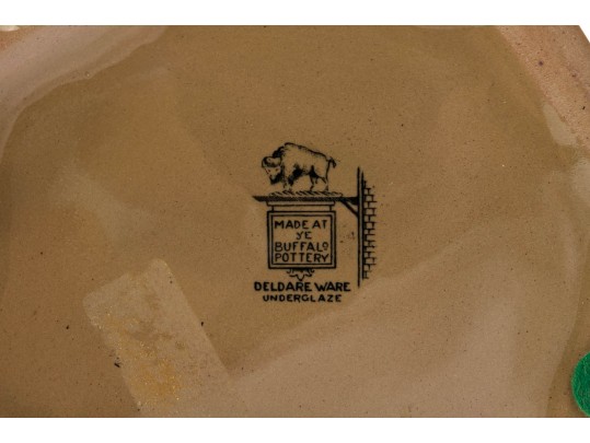 Seven Piece Collection Of Antique Deldareware Buffalo Pottery 