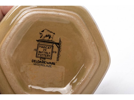 Seven Piece Collection Of Antique Deldareware Buffalo Pottery 