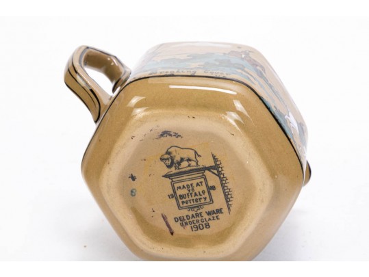 Seven Piece Collection Of Antique Deldareware Buffalo Pottery 