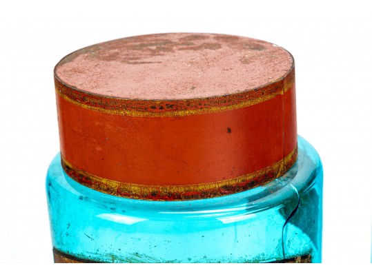 Four Antique French Blue Glass Apothecary Jars 