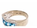 Contemporary 14K Gold, Topaz And Diamond Ring, Size 4.75