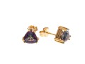 An Eye-Catching Pair Of 14K Gold And Mystic Topaz Stud Earrings