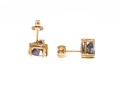 An Eye-Catching Pair Of 14K Gold And Mystic Topaz Stud Earrings