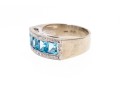 Contemporary 14K Gold, Topaz And Diamond Ring, Size 4.75