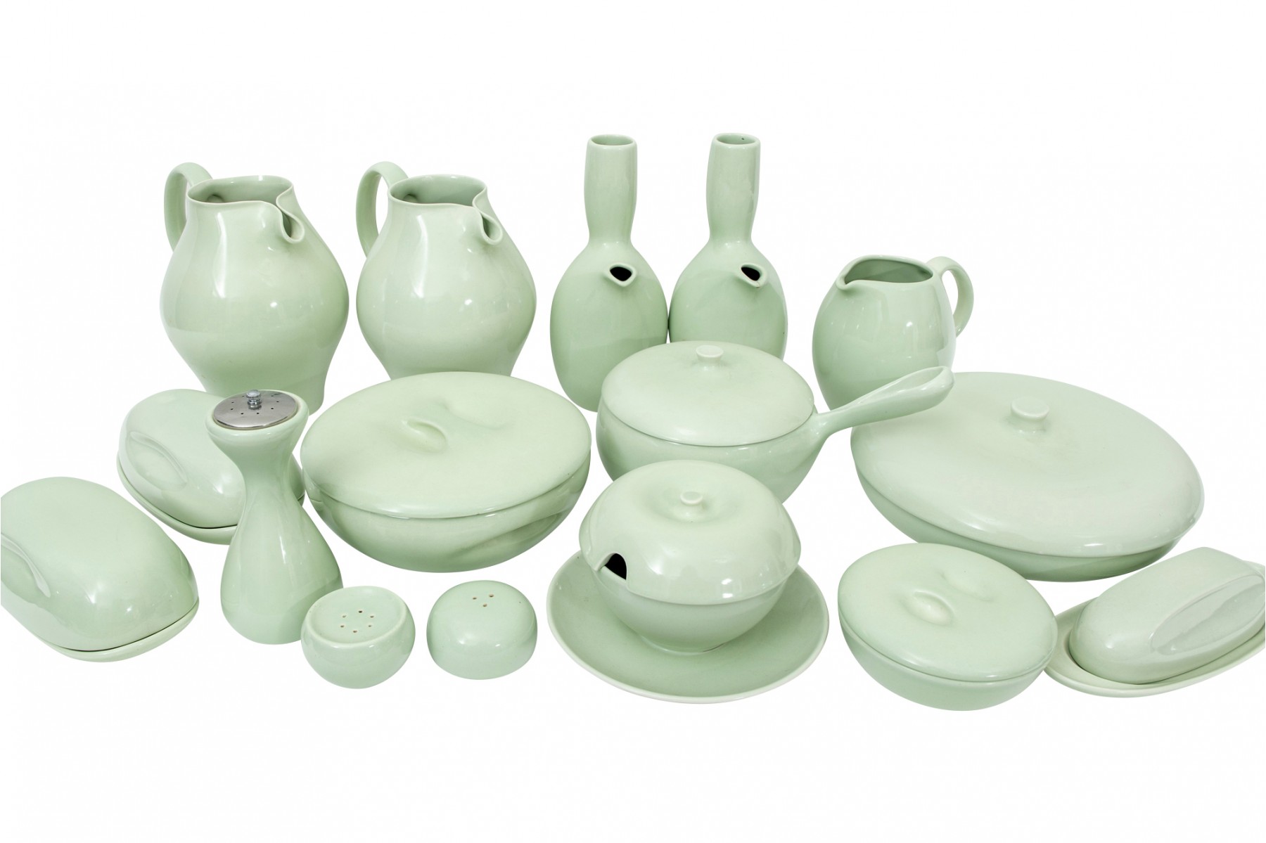 Enormous Collection Of Russel Wright Iroquois Casual China In Lettuce  Green, 165 Pieces #205877 | Black Rock Galleries