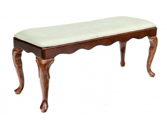 Vintage Bombay Company Upholstered Mahogany Bench 