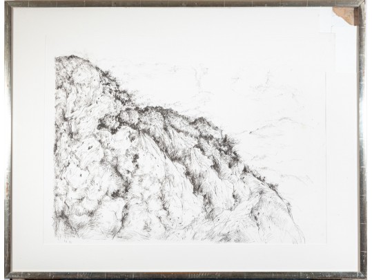 Limited Edition Lithographic Print On Paper, Mountainous Landscape, Hand Numbered