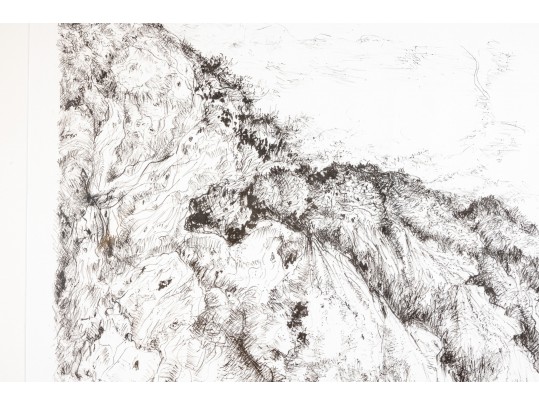 Limited Edition Lithographic Print On Paper, Mountainous Landscape, Hand Numbered